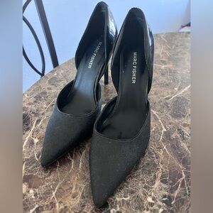 Marc Fisher Sparkle Toe Black Heels Size 8M